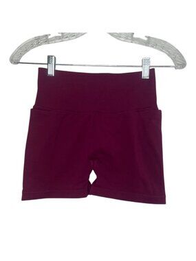 High Waisted Workout Bike Shorts Pockets Small Dark Pink New WOT Activewear‎